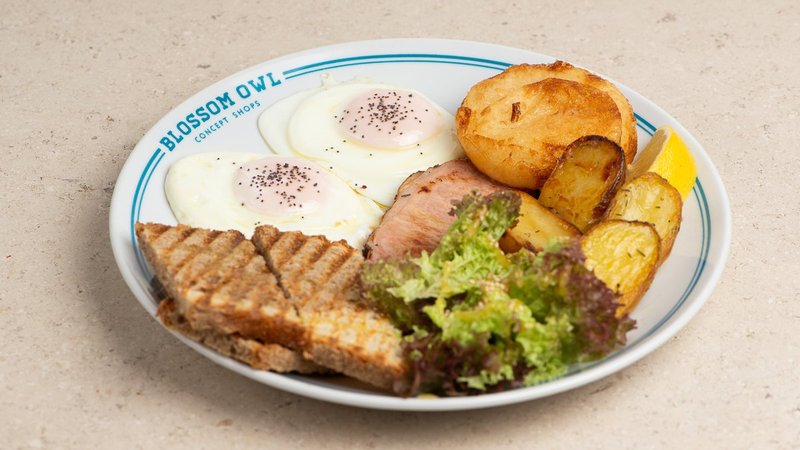 Fried Eggs and Cheese Breakfast